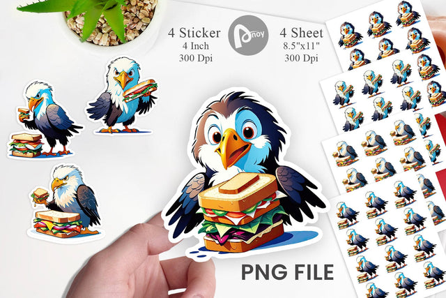 Eagle with Sandwich Sticker Sublimation artnoy 