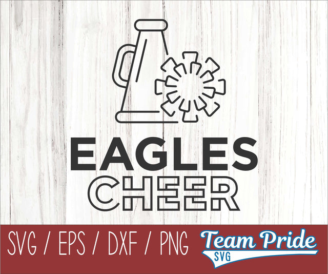 Eagles Cheer Line Art SVG Digital Download Printable - SVG, EPS, DXF, PNG SVG Team Pride SVG 