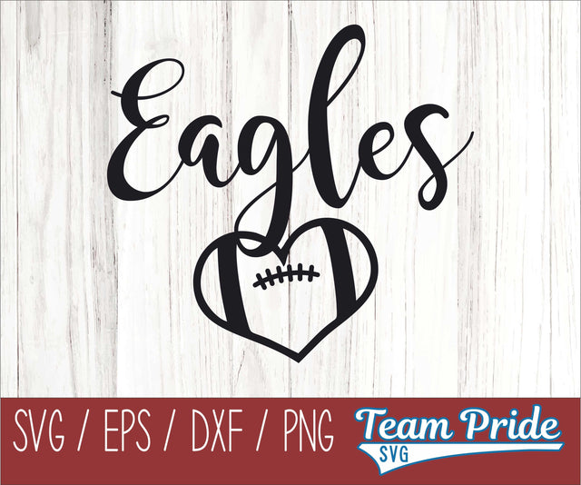 Eagles Football Heart SVG Digital Download Printable - SVG, EPS, DXF, PNG SVG Team Pride SVG 