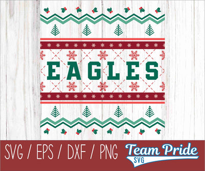Eagles Ugly Christmas Sweater Festive Holiday Design SVG, EPS, DXF, PNG SVG Team Pride SVG 