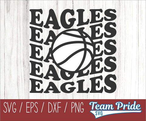 Eagles Vintage Wave Basketball SVG Digital Download Printable - SVG, EPS, DXF, PNG SVG Team Pride SVG 