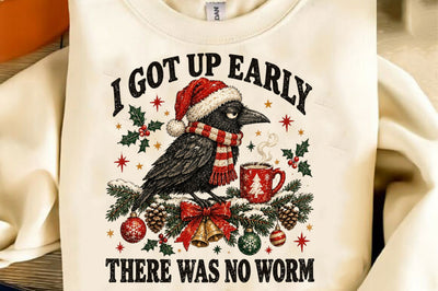Early Bird Crow Christmas Coffee PNG Sublimation SVGista 