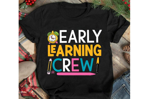 Early Learning Crew SVG Cut File, Early Learning Crew Sublimation Design, 100 Days of School SVG Cut File, 100 Days of School SVG Design, Teacher SVG Cut File, Back to School SVG Design, Teacher SVG Quotes, Back to School Sublimation PNG SVG BlackCatsMedia 