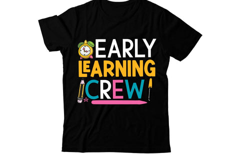 Early Learning Crew SVG Cut File, Early Learning Crew Sublimation Design, 100 Days of School SVG Cut File, 100 Days of School SVG Design, Teacher SVG Cut File, Back to School SVG Design, Teacher SVG Quotes, Back to School Sublimation PNG SVG BlackCatsMedia 