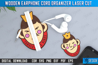 Earphone Cord Organizer Laser Cut | Gadget Accessories | Winder Earphone Cord Organizer | CNC File SVG Fly Design 