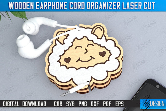 Earphone Cord Organizer Laser Cut | Gadget Accessories | Winder Earphone Cord Organizer | CNC File SVG Fly Design 