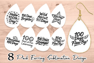 Earring 100 Days Scribble Art Quotes Sublimation artnoy 