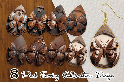 Earring 3D Carved Butterfly Sublimation artnoy 