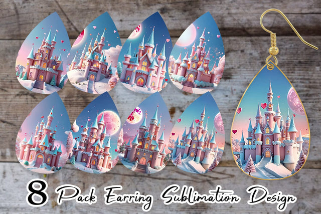 Earring 3D Castle Sublimation artnoy 