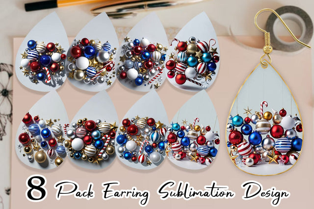 Earring 3D Christmas Ornament Sublimation artnoy 