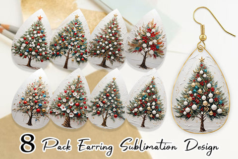 Earring 3D Christmas Tree Painting Sublimation artnoy 