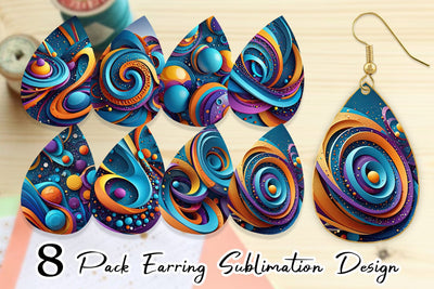 Earring 3D Circles and Bubbles Sublimation artnoy 