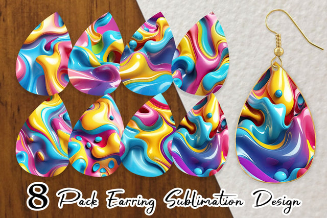 Earring 3D Colorful Liquid Sublimation artnoy 