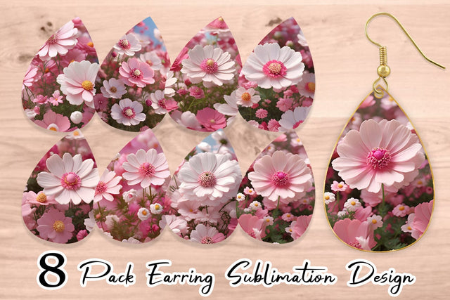 Earring 3D Cosmos Flowers Sublimation artnoy 