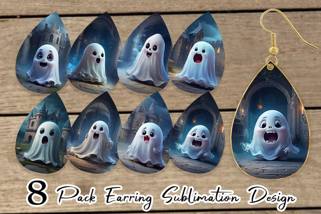 Earring 3D Cute Ghost Halloween Sublimation artnoy 