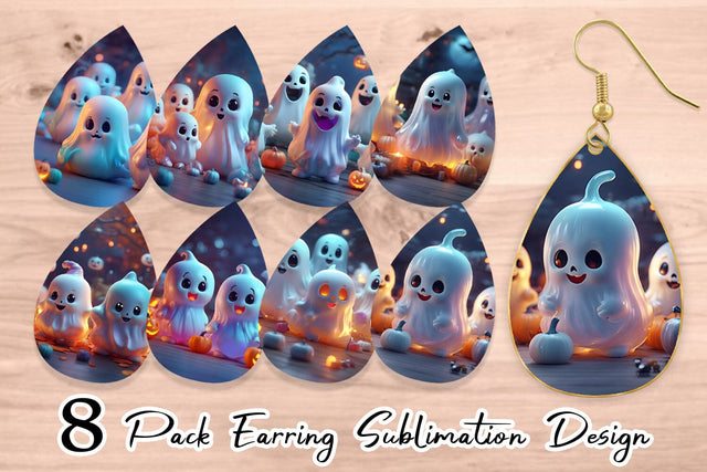 Earring 3D Cute Ghost Sublimation artnoy 