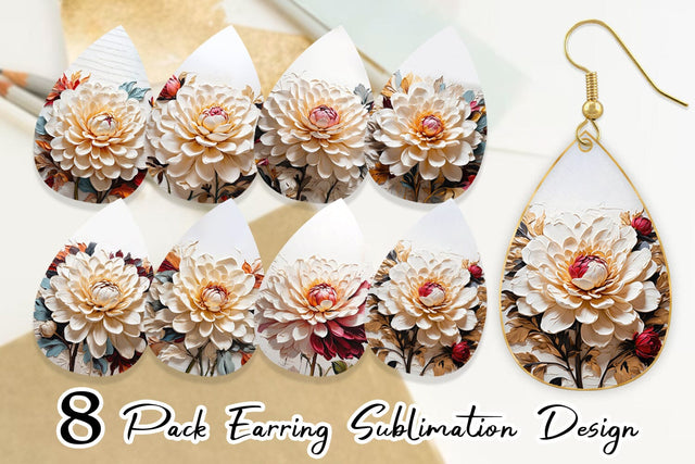 Earring 3D Dahlia Flower Sublimation artnoy 