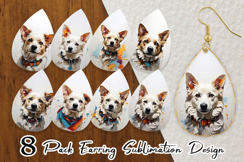 Earring 3D Dog Painting Sublimation artnoy 