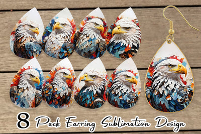 Earring 3D Eagle Painting Sublimation artnoy 