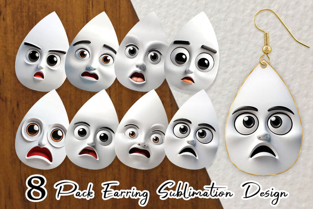 Earring 3D Face Expressions Sublimation artnoy 