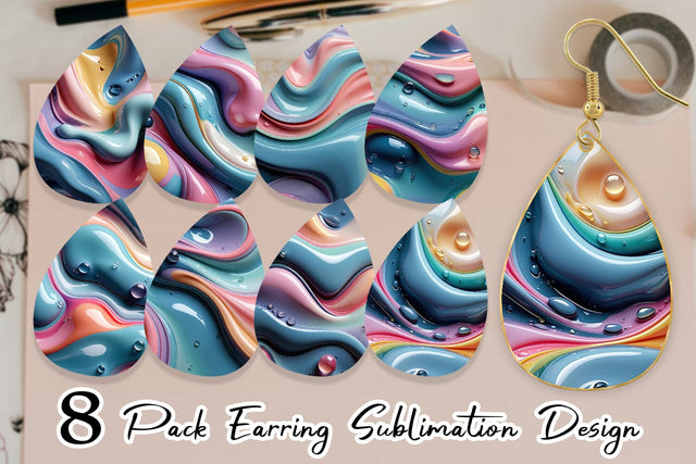 Earring 3D Flowing Pastel Sublimation artnoy 
