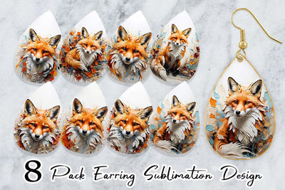 Earring 3D Fox Painting Sublimation artnoy 