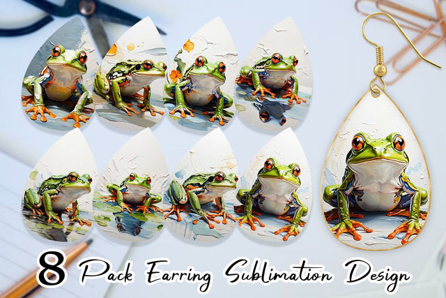 Earring 3D Frog Painting Sublimation artnoy 