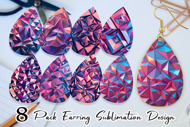 Earring 3D Geometric Shape Sublimation artnoy 