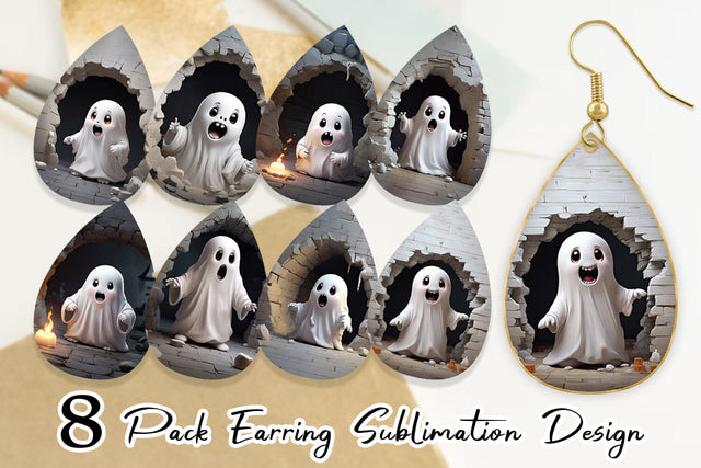 Earring 3D Ghost From Crack Hole Sublimation artnoy 