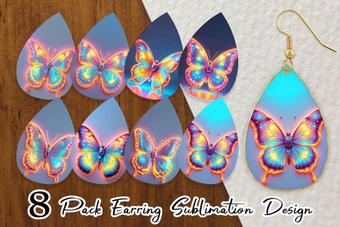 Earring 3D Glowing Butterfly Sublimation artnoy 