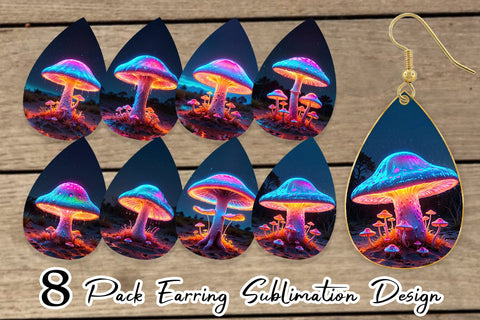 Earring 3D Glowing Mushroom Sublimation artnoy 