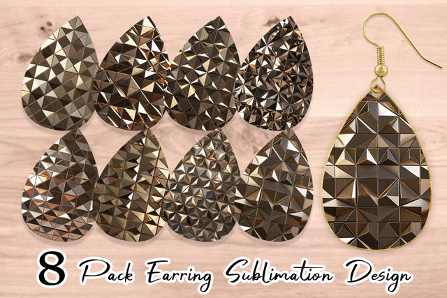 Earring 3D Gold Polygonal Sublimation artnoy 