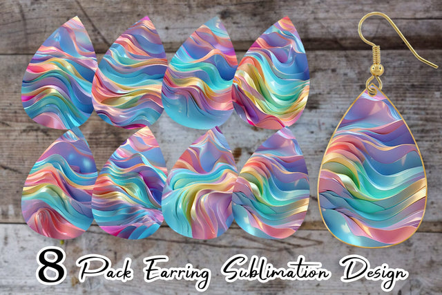 Earring 3D Holographic Wave Sublimation artnoy 