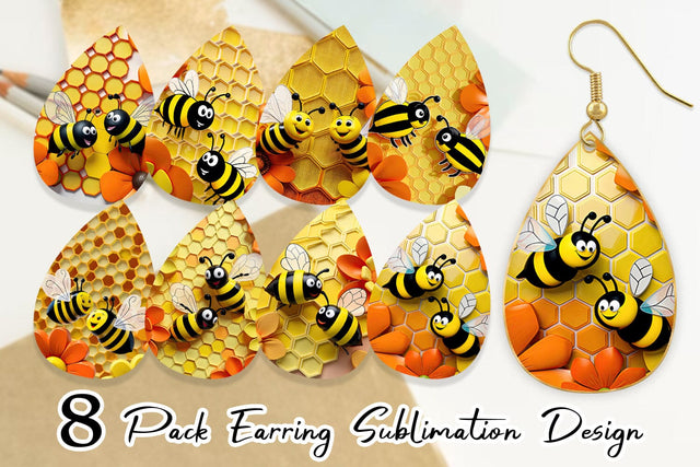 Earring 3D Honeycomb Sublimation artnoy 