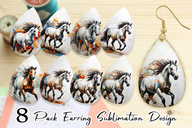 Earring 3D Horse Painting Sublimation artnoy 