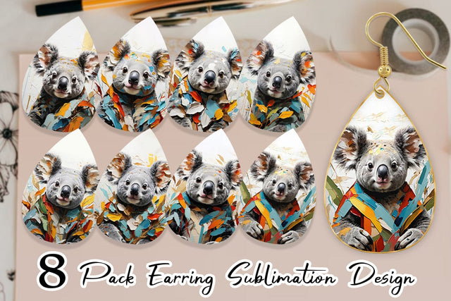 Earring 3D Koala Painting Sublimation artnoy 
