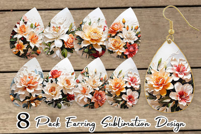 Earring 3D Lily Flower Painting Sublimation artnoy 