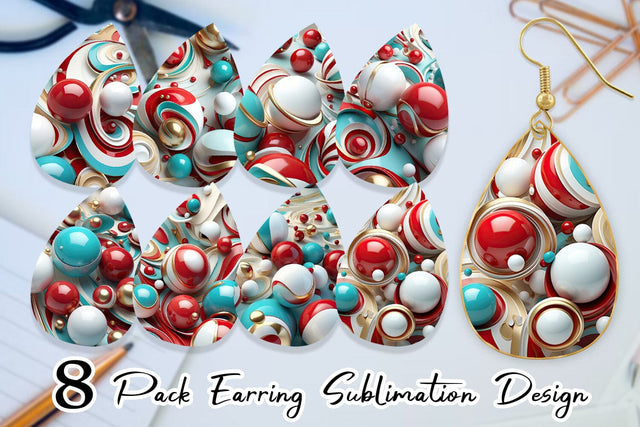 Earring 3D Orb Christmas Sublimation artnoy 