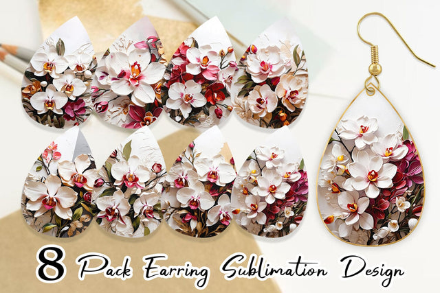 Earring 3D Orchid Flower Sublimation artnoy 
