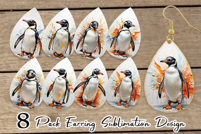 Earring 3D Penguin Painting Sublimation artnoy 