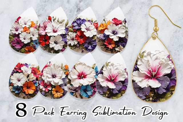 Earring 3D Petunia Flower Sublimation artnoy 