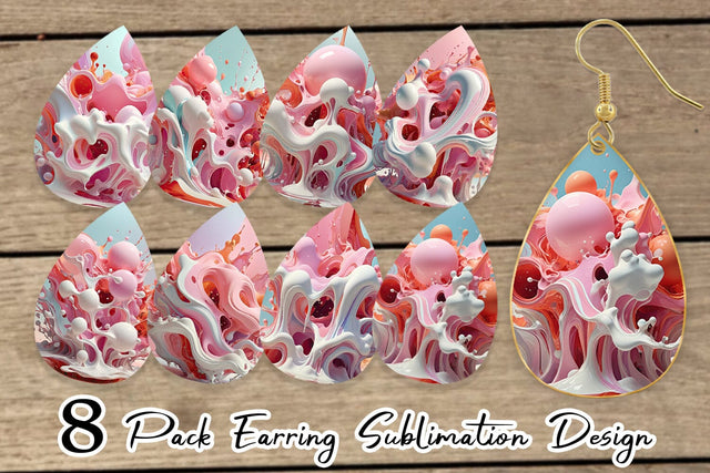 Earring 3D Pink Liquid Sublimation artnoy 
