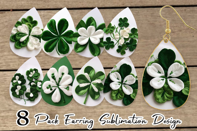 Earring 3D Shamrocks Embroidery Sublimation artnoy 