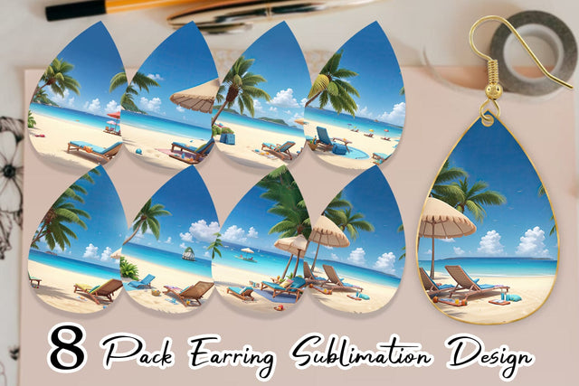 Earring 3D Summer Beach Sublimation artnoy 