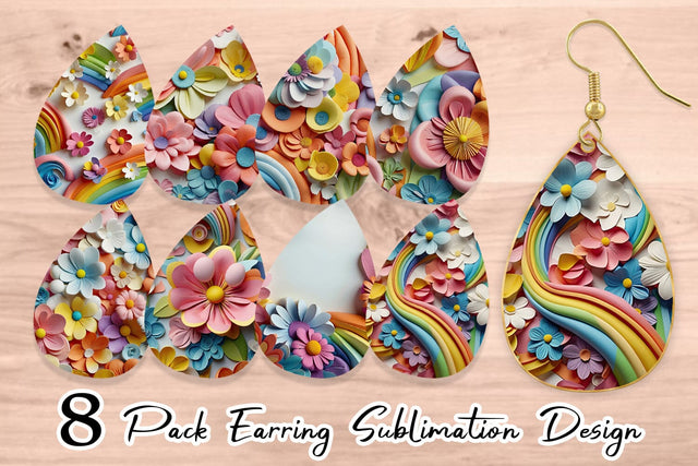 Earring 3D Summer Flowers Sublimation artnoy 