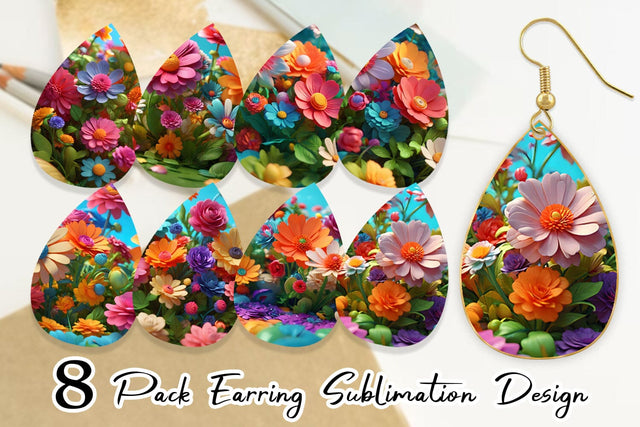 Earring 3D Summer Flowers Sublimation artnoy 