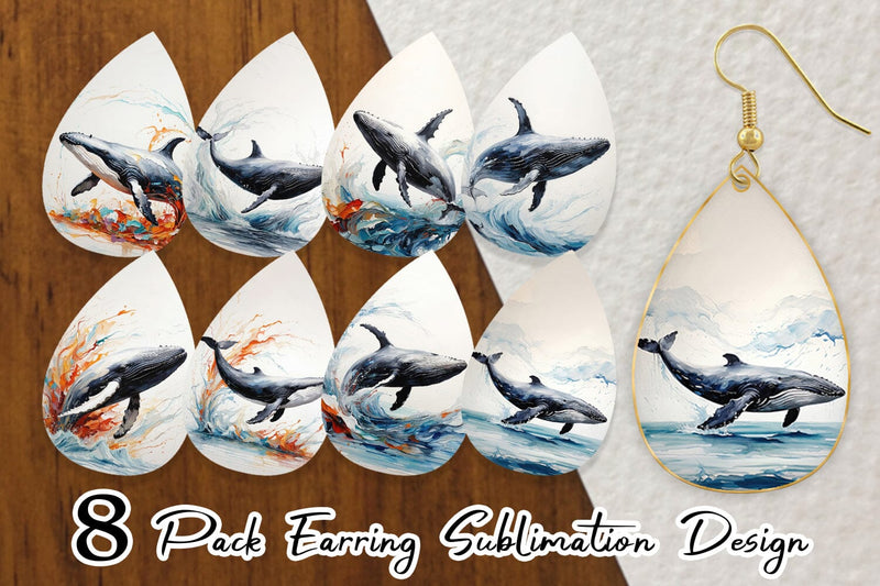 Earring 3D Whale Painting Sublimation artnoy 