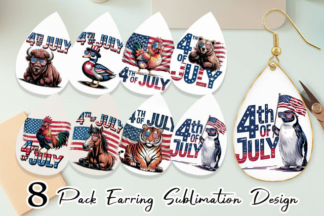 Earring 4th of July Animal Sublimation artnoy 