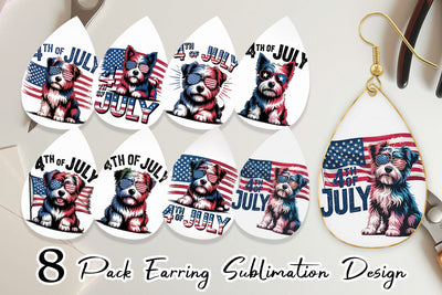 Earring 4th of July Dog Sublimation artnoy 