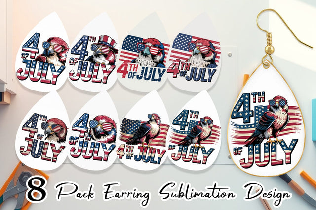 Earring 4th of July Eagle Sublimation artnoy 